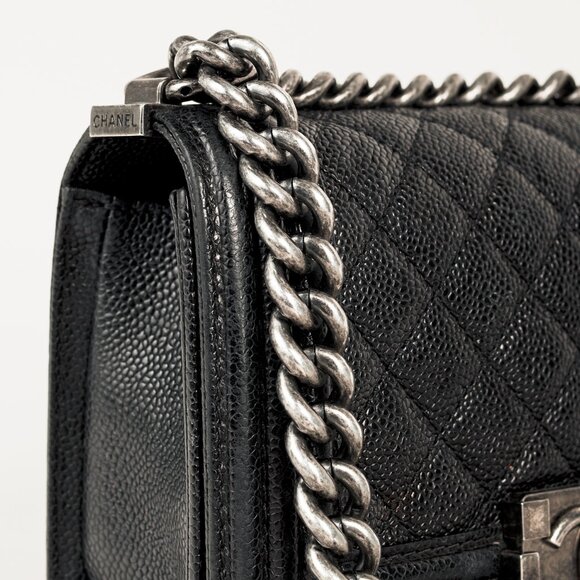 Chanel Small Boy Black Caviar Quilted Shoulder Bag - Picture 7 of 12